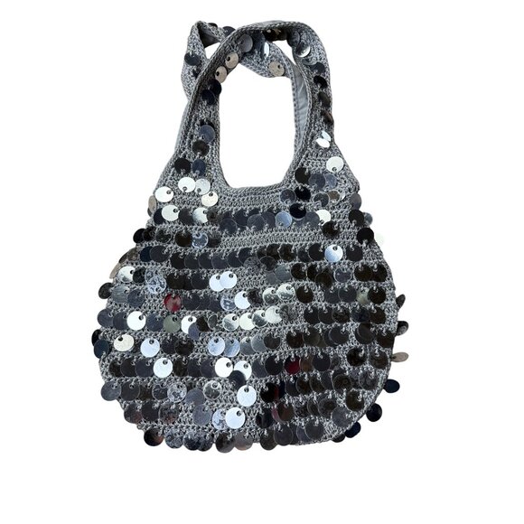 Urban Outfitters Sequin Embellished Silver Tote Bag With Inner Pocket - Picture 2 of 9
